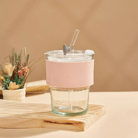 مق رواء - مق زجاجي بحزام جلد 400 مل بشفاط زجاجي