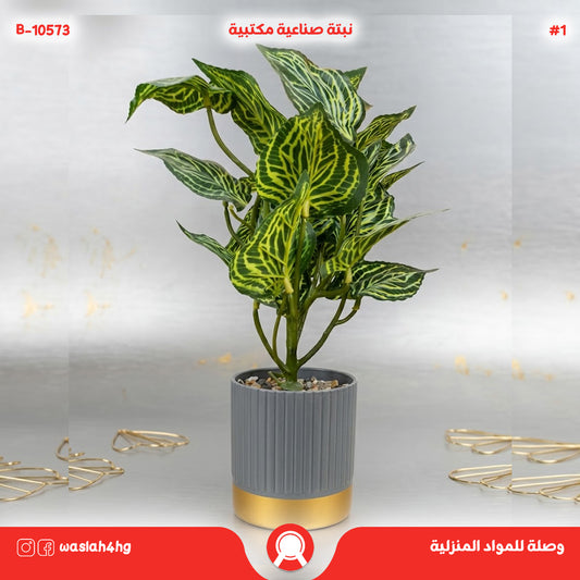 نتبة صناعية بأصيص حزام ذهبي