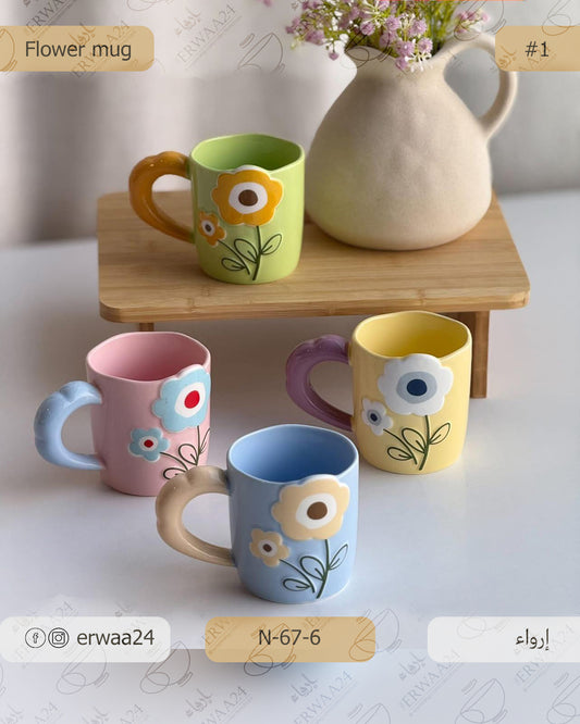 كوب لطيف زهرة الباستيل المجسمة