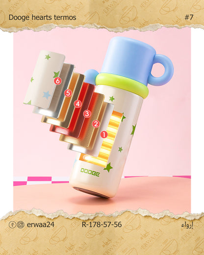ترمس مع كوب بنقش قلوب 350-500 مل دوجي sus 316